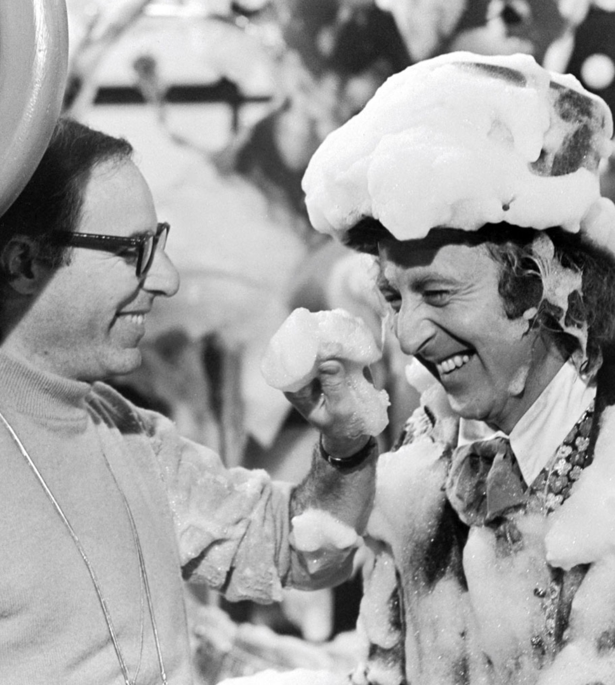 Gene Wilder and Mel Stuart during the Wonka Wash scene